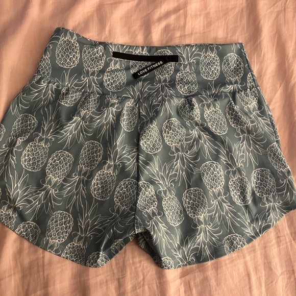 Love Fitness Runner Shorts - Dusty Blue Pineapple - Medium - Picture 3 of 4